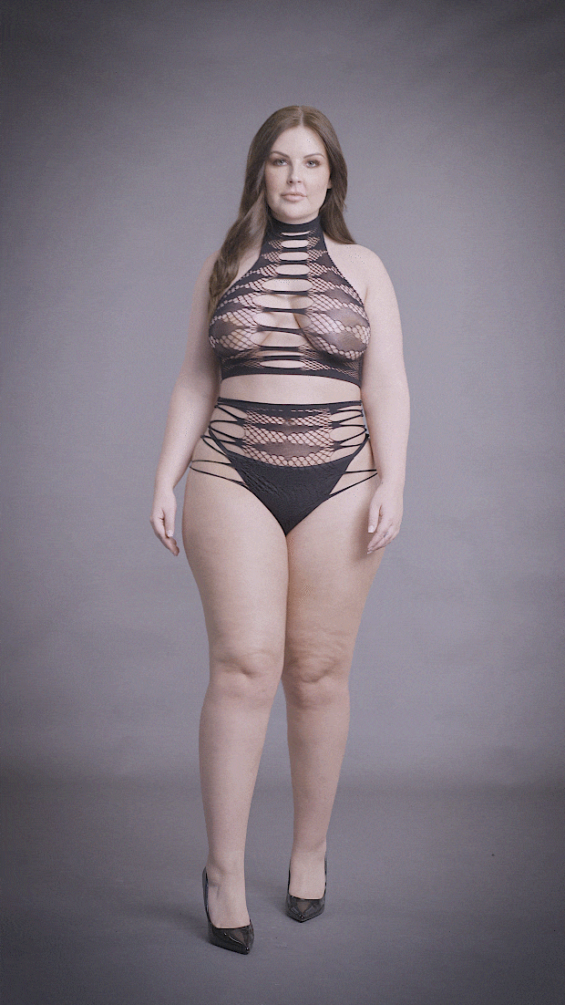 Le' Desir Shade Carpo Two Piece with Turtleneck, Crop Top and Panty - Club X