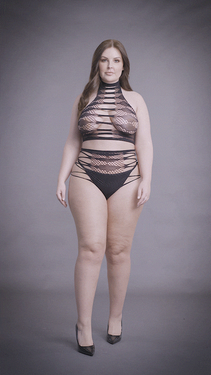 Le' Desir Shade Carpo Two Piece with Turtleneck, Crop Top and Panty - Club X